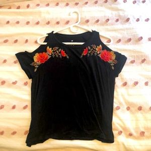 American Eagle Black Embroidered Top